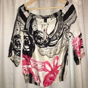 WHBM Off the Shoulders Silk Blouse